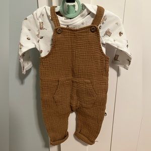 Rabbit+Bear Overalls and Shirt